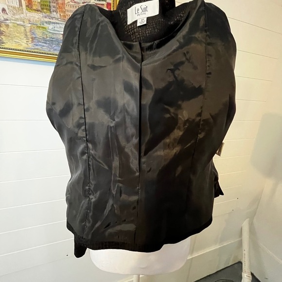 Le Suit Black Croc Embossed Blazer Fitted Jacket Career Wear Business Preppy - Picture 13 of 13